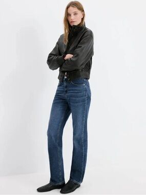 Mango Straight-Leg Jeans in Blue Wash